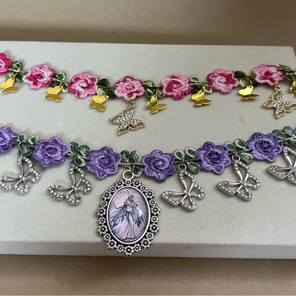 Fairy, Butterfly, & Flower Charm Choker - Fairycore Statement Choker - Picture 4 of 16